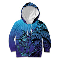 Personalised Polynesia Blue Marlin Fishing Kid Hoodie Marlin Anchor Tattoo Polynesian Pattern LT14 Hoodie Purple - Polynesian Pride