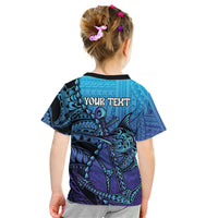 Personalised Polynesia Blue Marlin Fishing Kid T Shirt Marlin Anchor Tattoo Polynesian Pattern LT14 - Polynesian Pride