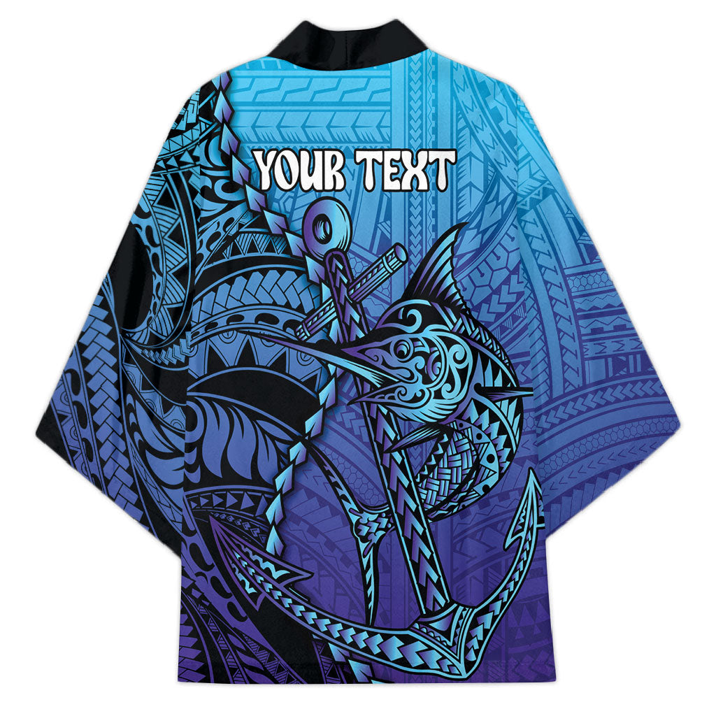 Personalised Polynesia Blue Marlin Fishing Kimono Marlin Anchor Tattoo Polynesian Pattern LT14 - Polynesian Pride