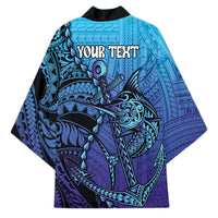 Personalised Polynesia Blue Marlin Fishing Kimono Marlin Anchor Tattoo Polynesian Pattern LT14 - Polynesian Pride