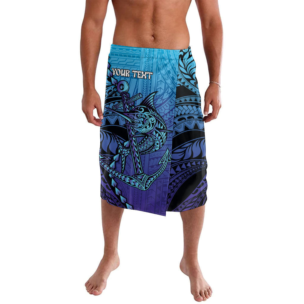 Personalised Polynesia Blue Marlin Fishing Lavalava Marlin Anchor Tattoo Polynesian Pattern LT14 Purple - Polynesian Pride