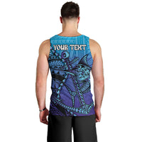 Personalised Polynesia Blue Marlin Fishing Men Tank Top Marlin Anchor Tattoo Polynesian Pattern LT14 - Polynesian Pride