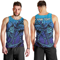 Personalised Polynesia Blue Marlin Fishing Men Tank Top Marlin Anchor Tattoo Polynesian Pattern LT14 - Polynesian Pride