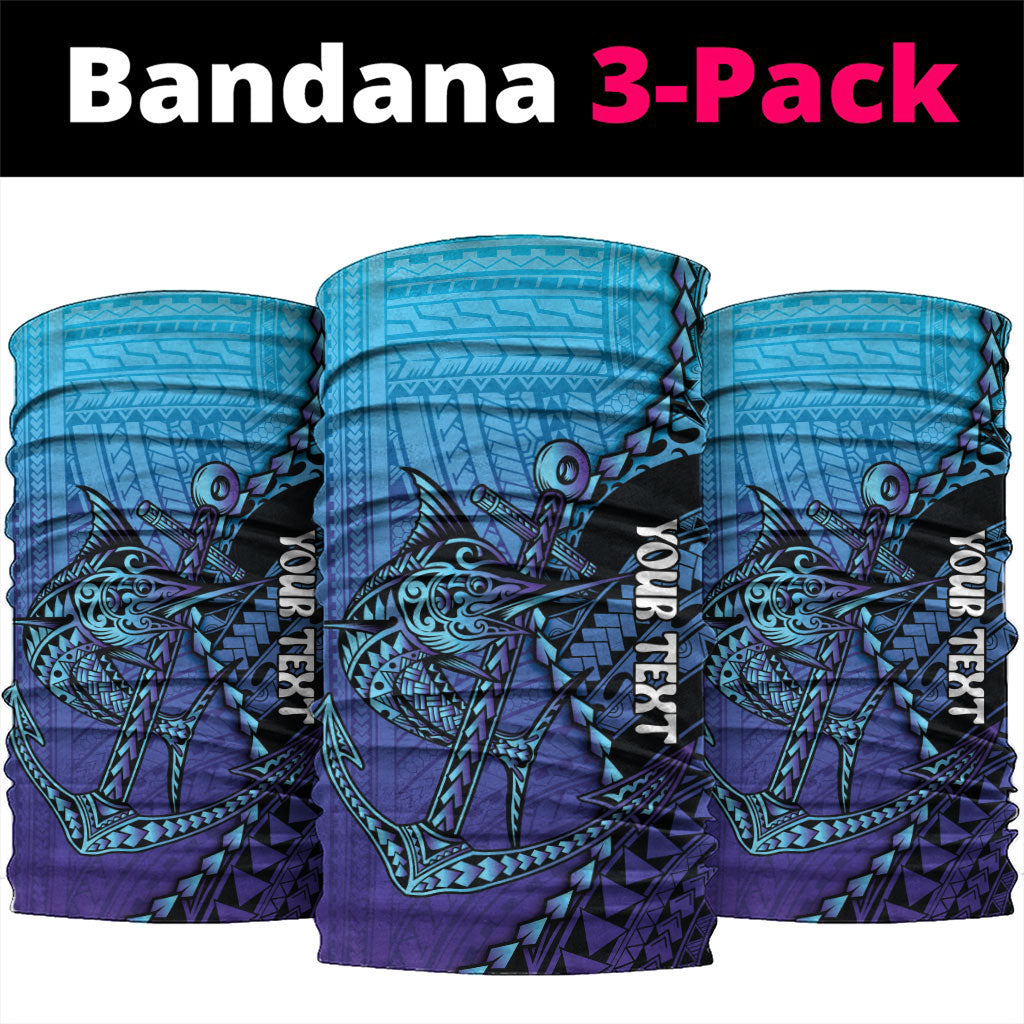 Personalised Polynesia Blue Marlin Fishing Neck Gaiter Marlin Anchor Tattoo Polynesian Pattern LT14 package One Size: 25*50cm Purple - Polynesian Pride