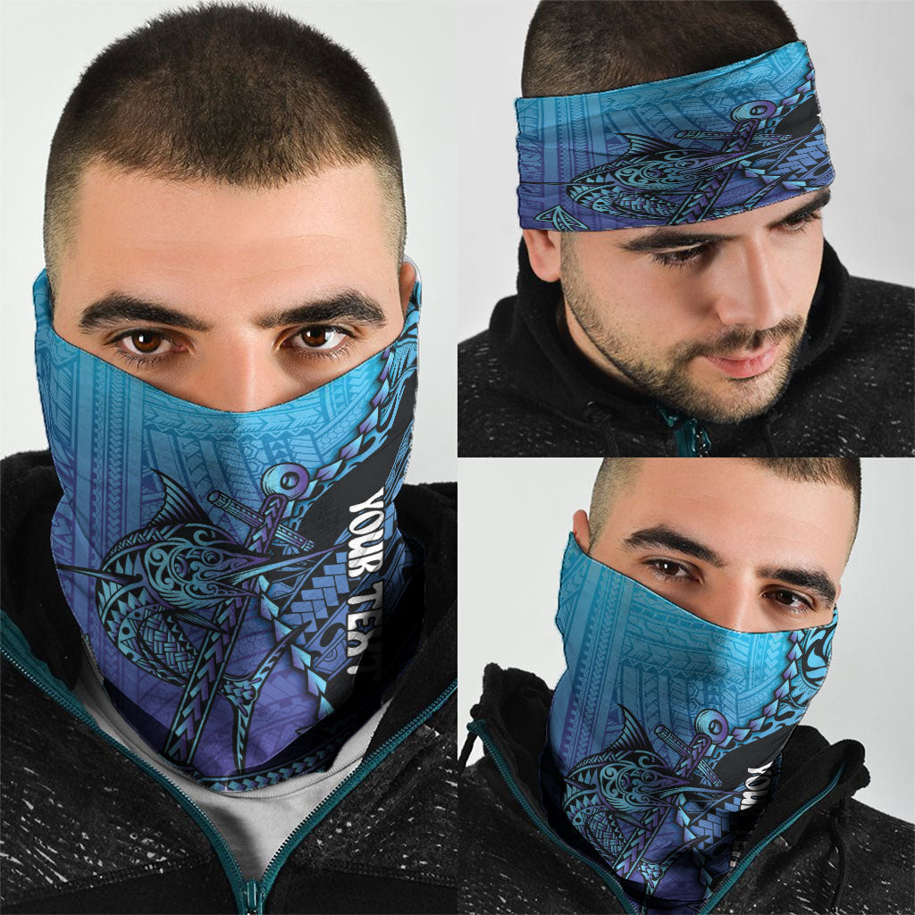 Personalised Polynesia Blue Marlin Fishing Neck Gaiter Marlin Anchor Tattoo Polynesian Pattern LT14 - Polynesian Pride