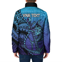 Personalised Polynesia Blue Marlin Fishing Padded Jacket Marlin Anchor Tattoo Polynesian Pattern LT14 - Polynesian Pride