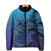 Personalised Polynesia Blue Marlin Fishing Padded Jacket Marlin Anchor Tattoo Polynesian Pattern LT14 - Polynesian Pride