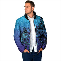 Personalised Polynesia Blue Marlin Fishing Padded Jacket Marlin Anchor Tattoo Polynesian Pattern LT14 - Polynesian Pride