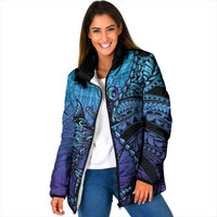 Personalised Polynesia Blue Marlin Fishing Padded Jacket Marlin Anchor Tattoo Polynesian Pattern LT14 Women Purple - Polynesian Pride