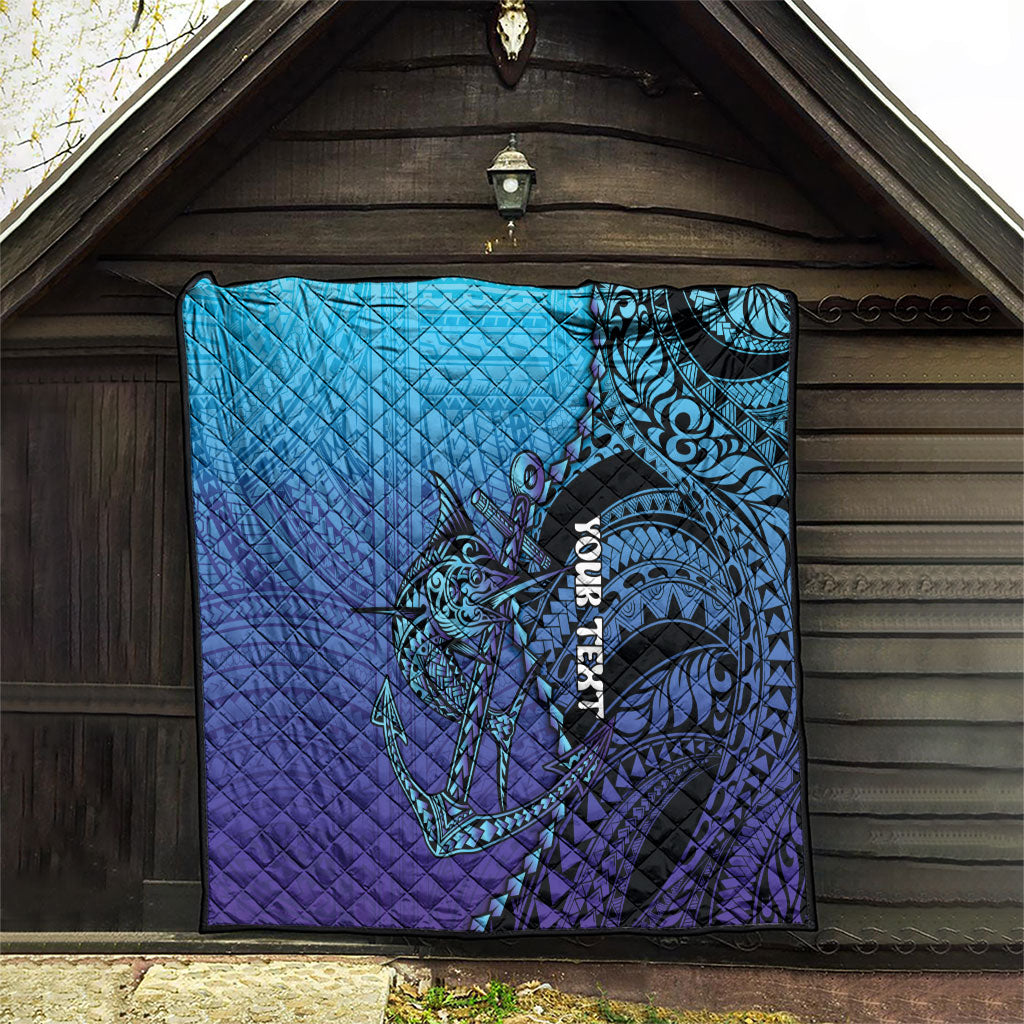 Personalised Polynesia Blue Marlin Fishing Quilt Marlin Anchor Tattoo Polynesian Pattern LT14 - Polynesian Pride
