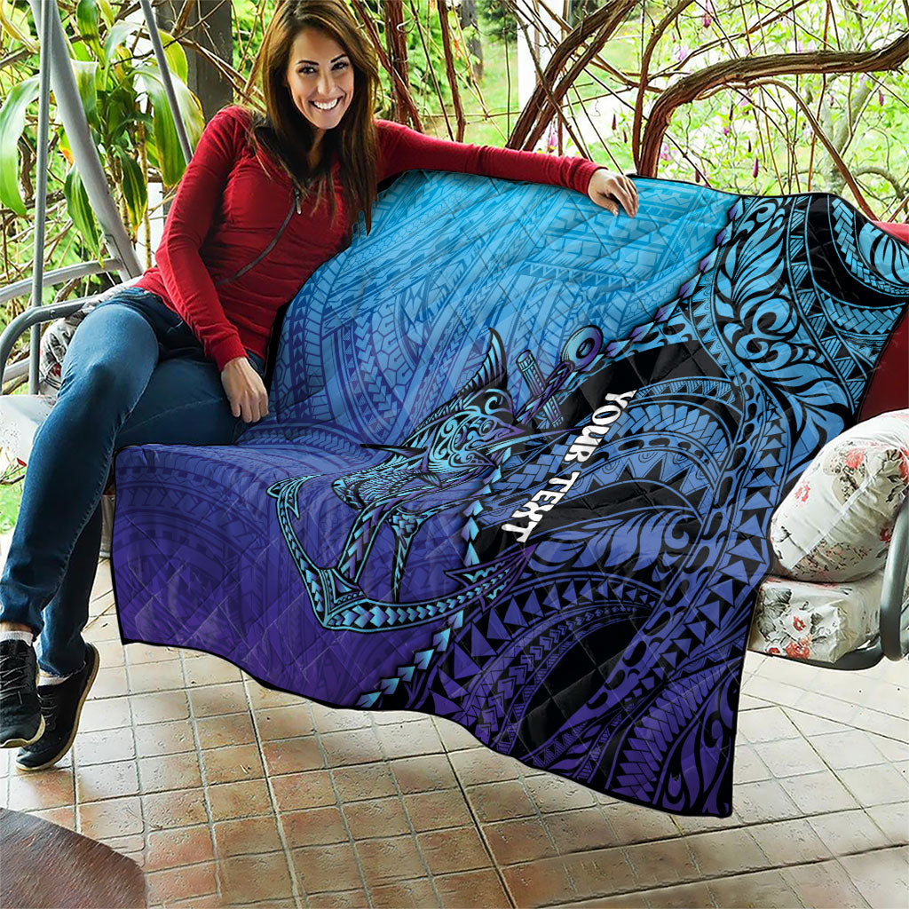 Personalised Polynesia Blue Marlin Fishing Quilt Marlin Anchor Tattoo Polynesian Pattern LT14 - Polynesian Pride