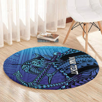 Personalised Polynesia Blue Marlin Fishing Round Carpet Marlin Anchor Tattoo Polynesian Pattern LT14 - Polynesian Pride