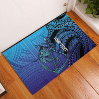 Personalised Polynesia Blue Marlin Fishing Rubber Doormat Marlin Anchor Tattoo Polynesian Pattern LT14 - Polynesian Pride