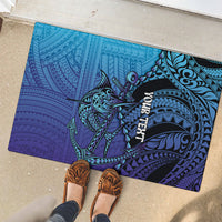 Personalised Polynesia Blue Marlin Fishing Rubber Doormat Marlin Anchor Tattoo Polynesian Pattern LT14 - Polynesian Pride