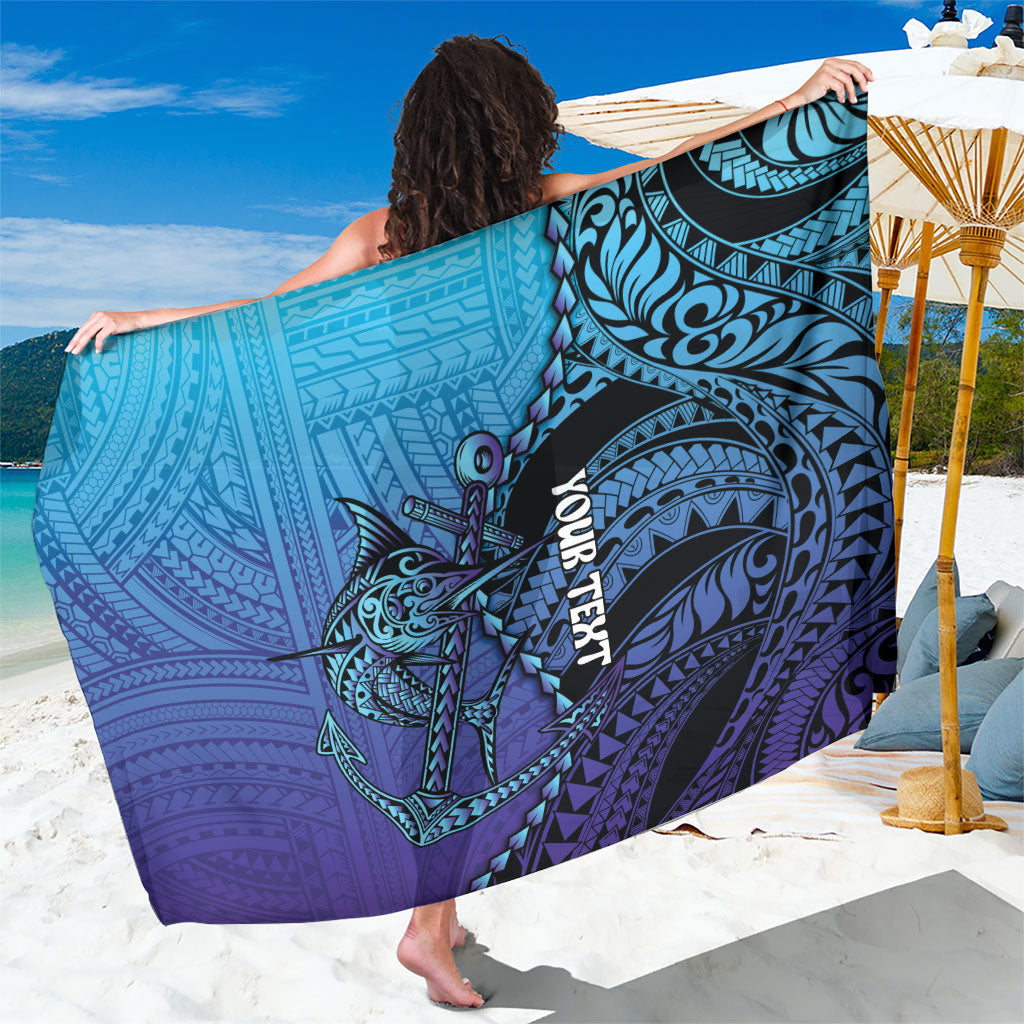 Personalised Polynesia Blue Marlin Fishing Sarong Marlin Anchor Tattoo Polynesian Pattern LT14 One Size 44 x 66 inches Purple - Polynesian Pride