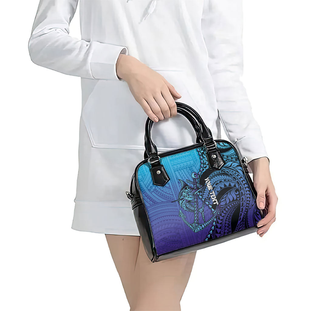Personalised Polynesia Blue Marlin Fishing Shoulder Handbag Marlin Anchor Tattoo Polynesian Pattern LT14 - Polynesian Pride