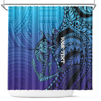 Personalised Polynesia Blue Marlin Fishing Shower Curtain Marlin Anchor Tattoo Polynesian Pattern LT14 Purple - Polynesian Pride