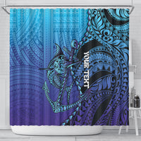 Personalised Polynesia Blue Marlin Fishing Shower Curtain Marlin Anchor Tattoo Polynesian Pattern LT14 - Polynesian Pride