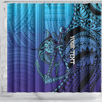 Personalised Polynesia Blue Marlin Fishing Shower Curtain Marlin Anchor Tattoo Polynesian Pattern LT14 - Polynesian Pride