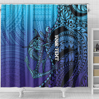 Personalised Polynesia Blue Marlin Fishing Shower Curtain Marlin Anchor Tattoo Polynesian Pattern LT14 - Polynesian Pride