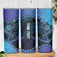 Personalised Polynesia Blue Marlin Fishing Skinny Tumbler Marlin Anchor Tattoo Polynesian Pattern LT14 - Polynesian Pride
