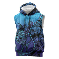 Personalised Polynesia Blue Marlin Fishing Sleeveless Hoodie Marlin Anchor Tattoo Polynesian Pattern LT14 Purple - Polynesian Pride
