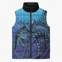 Personalised Polynesia Blue Marlin Fishing Sleeveless Puffer Jacket Marlin Anchor Tattoo Polynesian Pattern LT14 Unisex Purple - Polynesian Pride