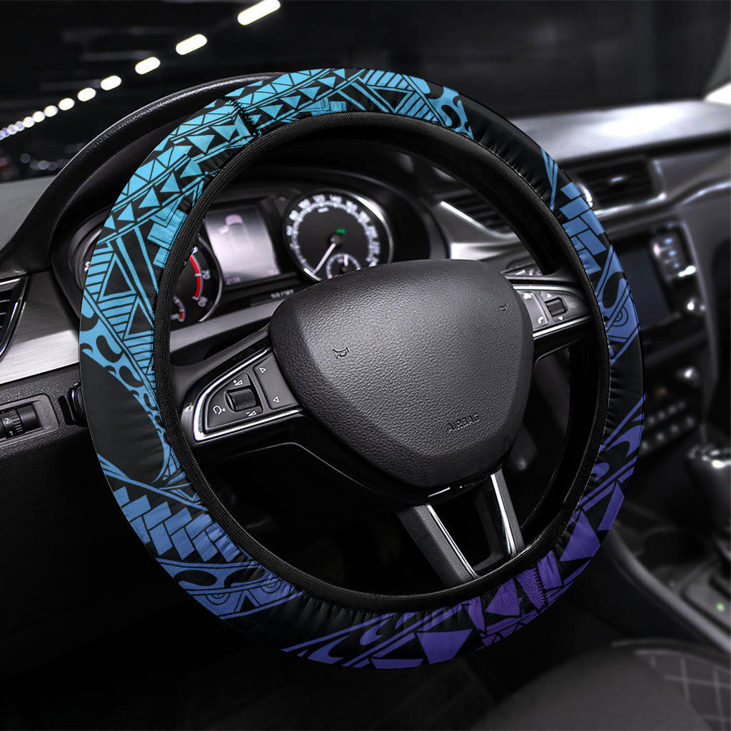 Polynesia Blue Marlin Fishing Steering Wheel Cover Marlin Anchor Tattoo Polynesian Pattern LT14 Universal Fit Purple - Polynesian Pride