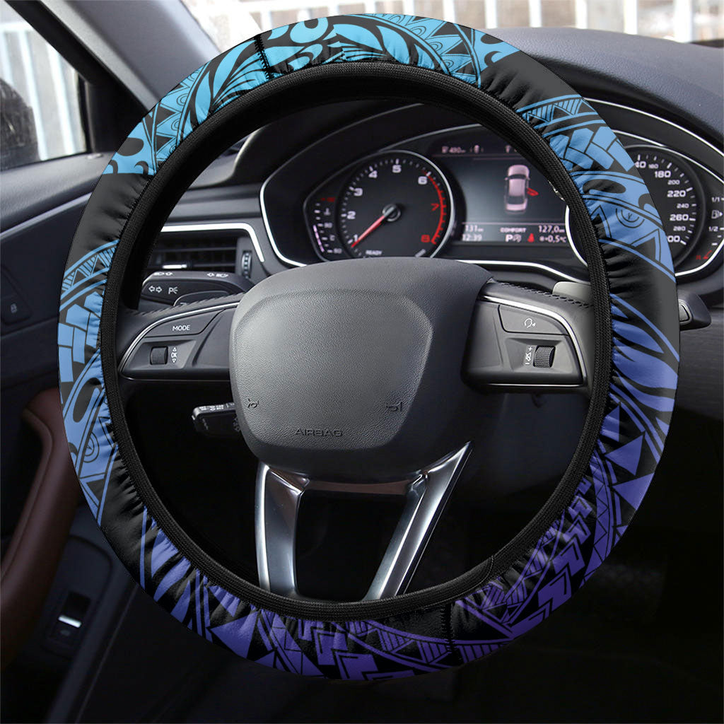 Polynesia Blue Marlin Fishing Steering Wheel Cover Marlin Anchor Tattoo Polynesian Pattern LT14 - Polynesian Pride