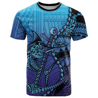 Personalised Polynesia Blue Marlin Fishing T Shirt Marlin Anchor Tattoo Polynesian Pattern