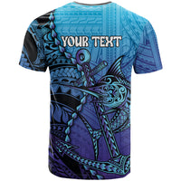 Personalised Polynesia Blue Marlin Fishing T Shirt Marlin Anchor Tattoo Polynesian Pattern