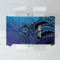 Personalised Polynesia Blue Marlin Fishing Tablecloth Marlin Anchor Tattoo Polynesian Pattern