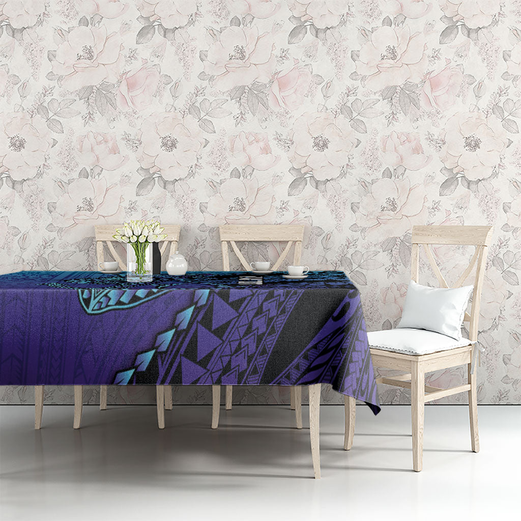 Personalised Polynesia Blue Marlin Fishing Tablecloth Marlin Anchor Tattoo Polynesian Pattern