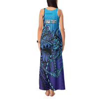 Personalised Polynesia Blue Marlin Fishing Tank Maxi Dress Marlin Anchor Tattoo Polynesian Pattern LT14 - Polynesian Pride