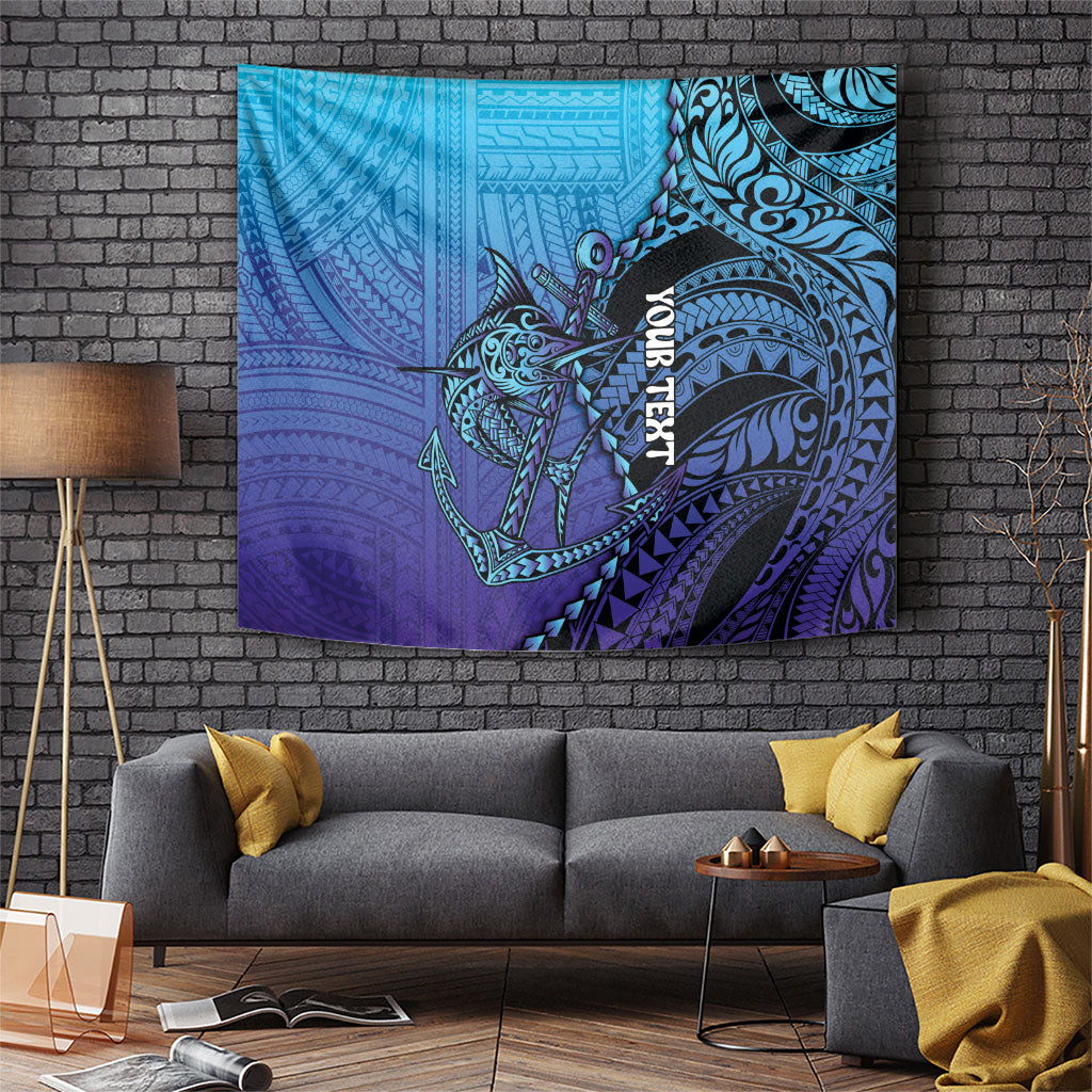 Personalised Polynesia Blue Marlin Fishing Tapestry Marlin Anchor Tattoo Polynesian Pattern LT14 Purple - Polynesian Pride