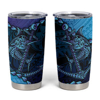 Personalised Polynesia Blue Marlin Fishing Tumbler Cup Marlin Anchor Tattoo Polynesian Pattern