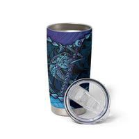Personalised Polynesia Blue Marlin Fishing Tumbler Cup Marlin Anchor Tattoo Polynesian Pattern