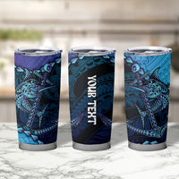 Personalised Polynesia Blue Marlin Fishing Tumbler Cup Marlin Anchor Tattoo Polynesian Pattern