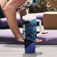 Personalised Polynesia Blue Marlin Fishing Tumbler With Handle Marlin Anchor Tattoo Polynesian Pattern LT14 - Polynesian Pride