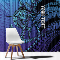 Personalised Polynesia Blue Marlin Fishing Window Curtain Marlin Anchor Tattoo Polynesian Pattern LT14 - Polynesian Pride