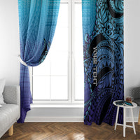 Personalised Polynesia Blue Marlin Fishing Window Curtain Marlin Anchor Tattoo Polynesian Pattern LT14 - Polynesian Pride
