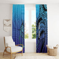 Personalised Polynesia Blue Marlin Fishing Window Curtain Marlin Anchor Tattoo Polynesian Pattern LT14 - Polynesian Pride