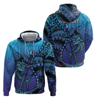 Personalised Polynesia Blue Marlin Fishing Zip Hoodie Marlin Anchor Tattoo Polynesian Pattern