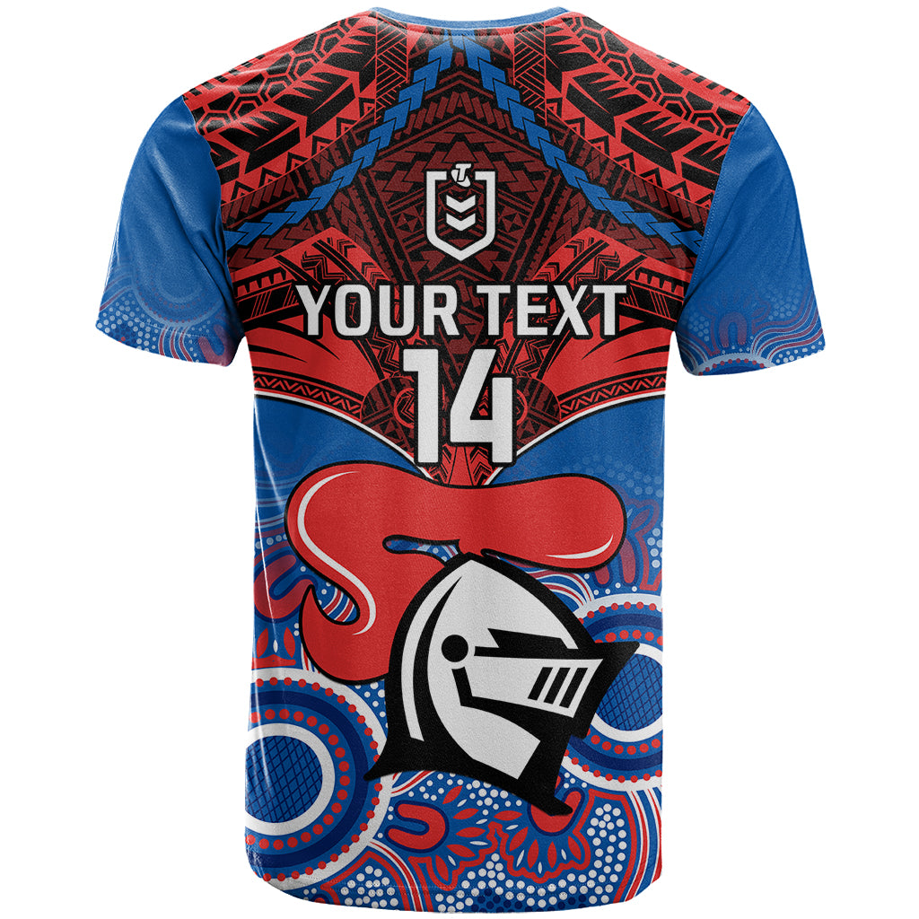 Personalised Knights Rugby T Shirt Aboriginal Mix Polynesian Pattern LT14 - Polynesian Pride