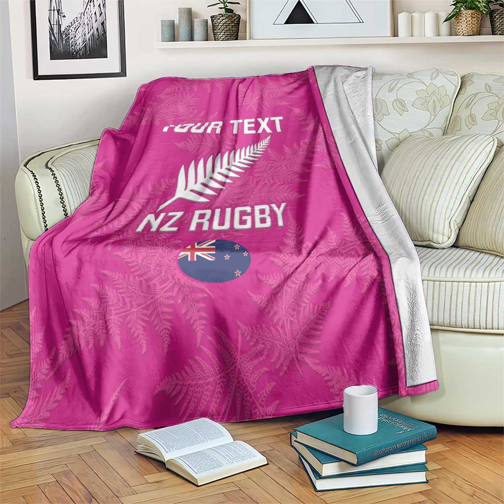 Custom New Zealand Silver Fern Rugby Blanket Go Aotearoa - Pink Version