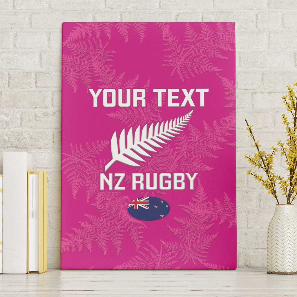 Custom New Zealand Silver Fern Rugby Canvas Wall Art Go Aotearoa - Pink Version