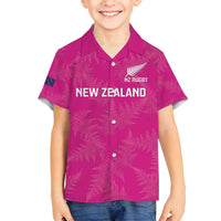 Custom New Zealand Silver Fern Rugby Family Matching Summer Maxi Dress and Hawaiian Shirt Go Aotearoa - Pink Version
