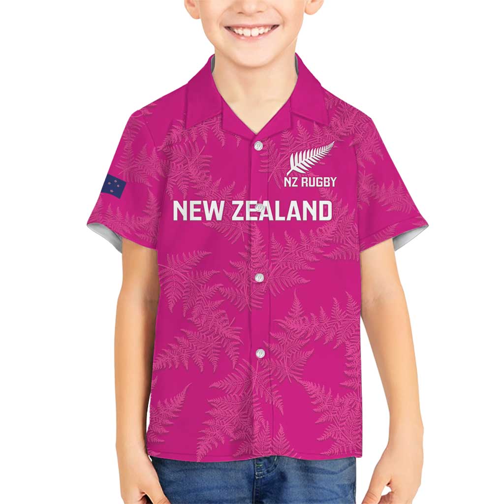 Custom New Zealand Silver Fern Rugby Family Matching Tank Maxi Dress and Hawaiian Shirt Go Aotearoa - Pink Version
