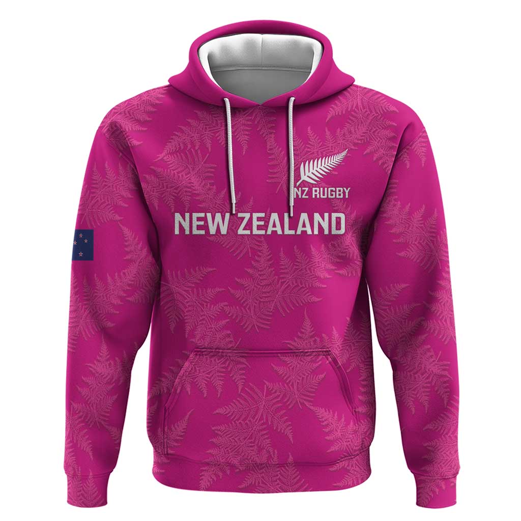 Custom New Zealand Silver Fern Rugby Hoodie Go Aotearoa - Pink Version