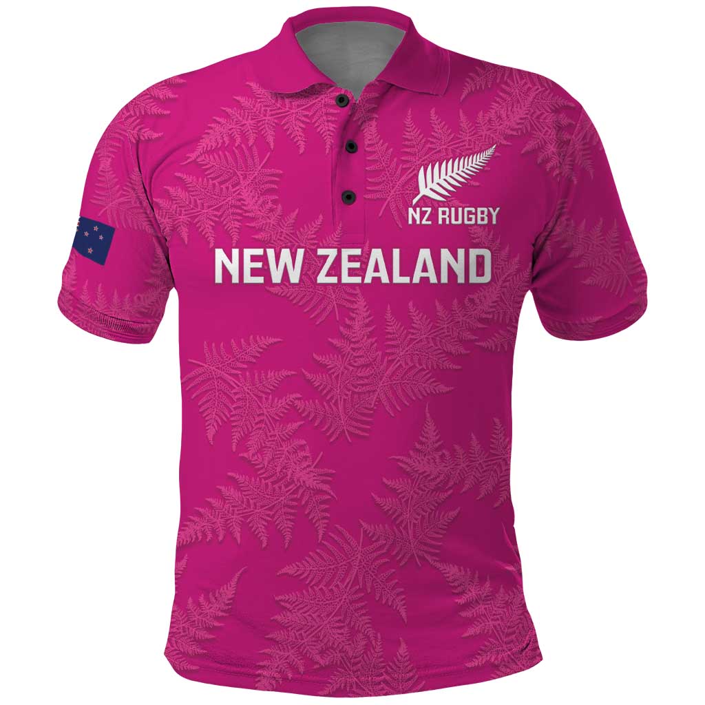 Custom New Zealand Silver Fern Rugby Polo Shirt Go Aotearoa - Pink Version